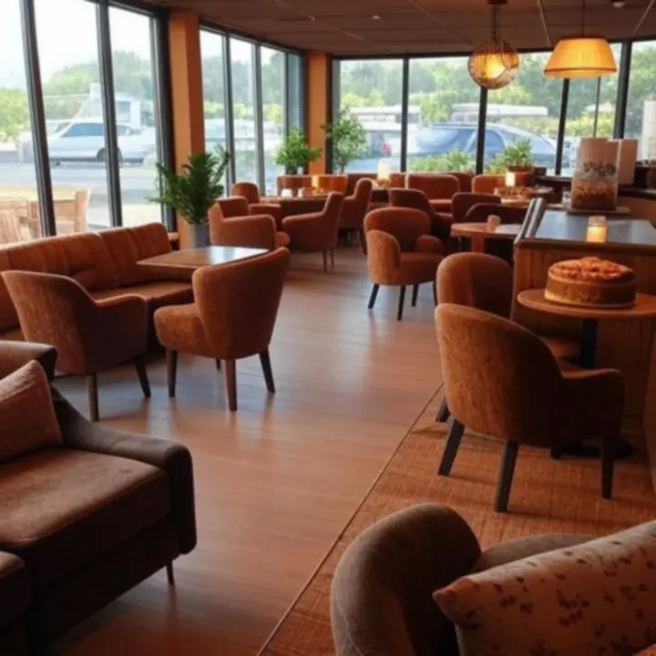 Warm en stijlvol interieur van Baarnse Auto Club met gasten die genieten van koffie.