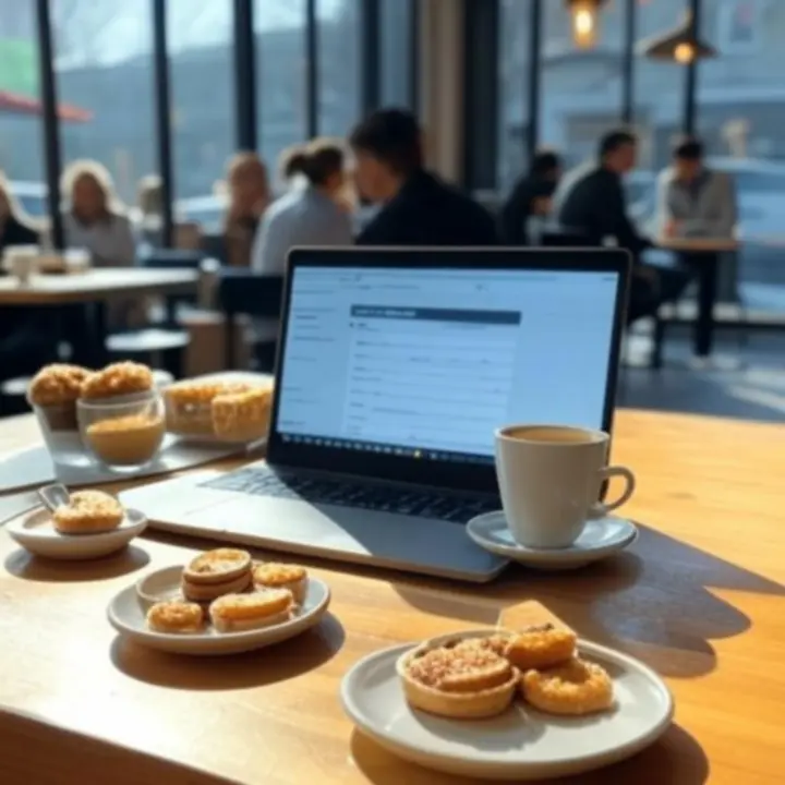Online reserveringsformulier van Baarnse Auto Club op een warme cafétafel.