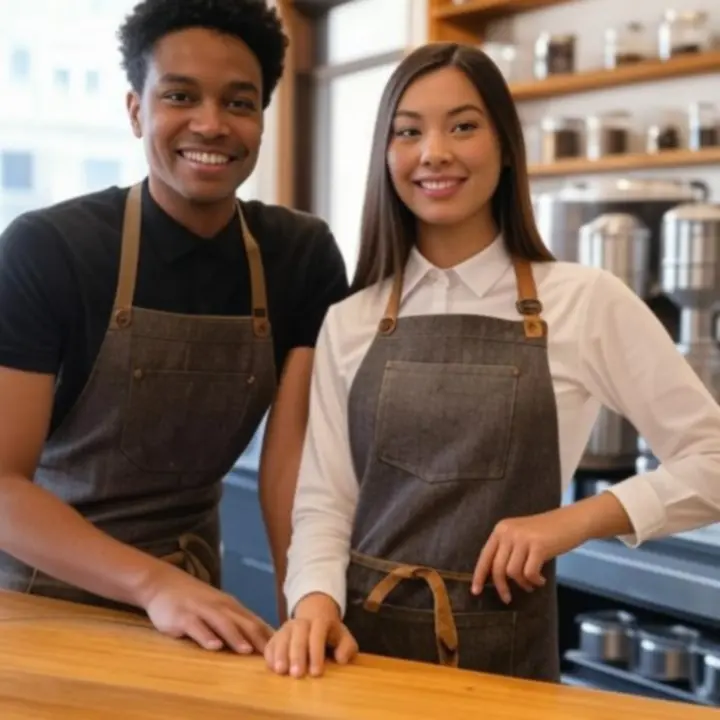 Team van barista's achter de bar van Baarnse Auto Club dat samenwerkt en koffie bereidt.